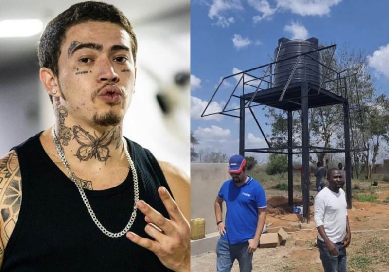 Whindersson Nunes mostrou o final da construção da rede de água potável em Moçambique, na África. As obras foram resultado de doações de fãs do artista brasileiro. - Foto: reprodução redes sociais
