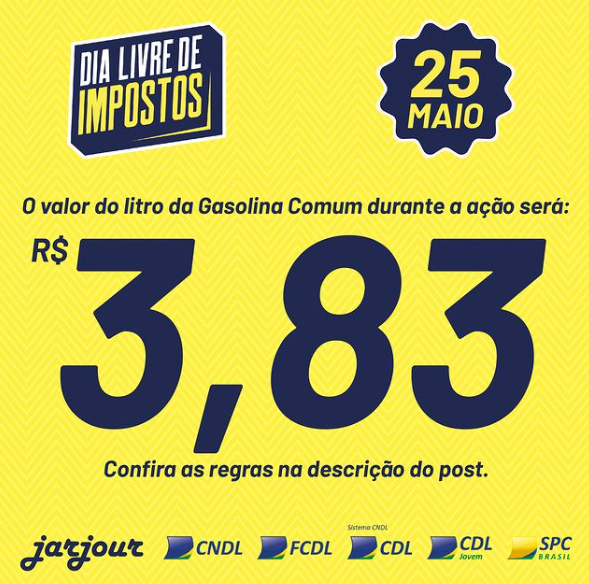 Anúncio do posto Jarjour mostra valor que a gasolina será vendida na próxima quinta-feira. Foto: Reprodução/Posto Jarjour.