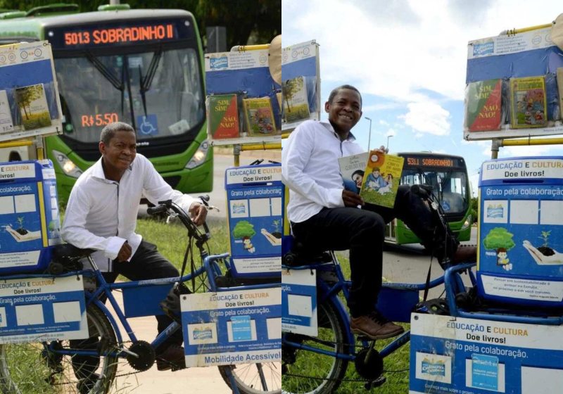 Apaixonado por livros, o ex-cobrador Antõnio da Conceição Ferreira capitaneou um projeto incrível de bibliotecas móveis! Foto: Reprodução/Carlos Vieira /CB