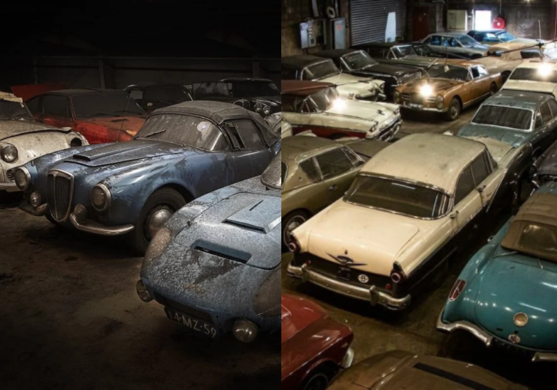 Os 230 carros, que agora vão para leilão, foram encontrados pela família de Palmen em duas garagens e uma igreja. Foto: Reprodução/Gallery Aaldering.