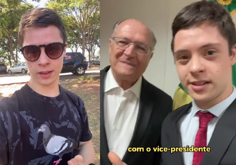 Destemido e determinado, João Vitor, um jovem com Down, levou ao vice presidente Geraldo Alckmin 21 medidas para inclusão de PCDs no mercado de trabalho - Fotos: reprodução / Redes sociais