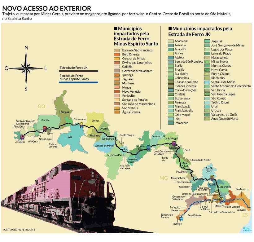 O ousado projeto da Petrocity Ferrovias promete gerar empregos e dinamizar o transporte de cargas entre os 3 estados. Foto: Reprodução/Prefeitura Municipal de Barra de São Francisco.