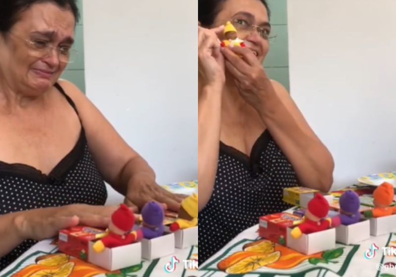 Era um sonho da mãe ganhar as bonequinhas da "Fofolete", então o filho resolveu realizar esse desejo! - Foto: Reprodução/TikTok