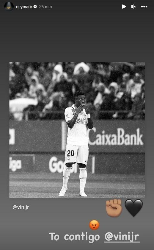 Neymar demonstra apoio ao amigo. Foto: Reprodução/@neymarjr/Instagram.