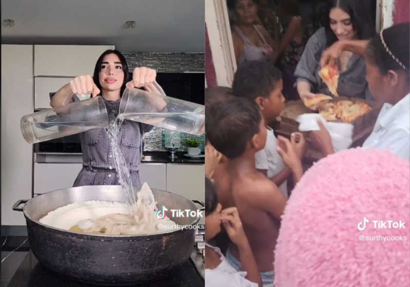 Ao combater o desperdício, a influenciadora que cozinha e doa alimentos, quer inspirar outras pessoas a fazer o mesmo! Foto: Reprodução/surthycooks/TikTok.