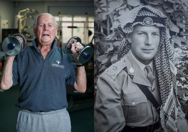 John, o vovô de 105 anos, deixa o pessoal da academia incrédulo. Malha 90 minutos por dia e toma uma taça de vinho diária - Foto: Reprodução/SWNS.