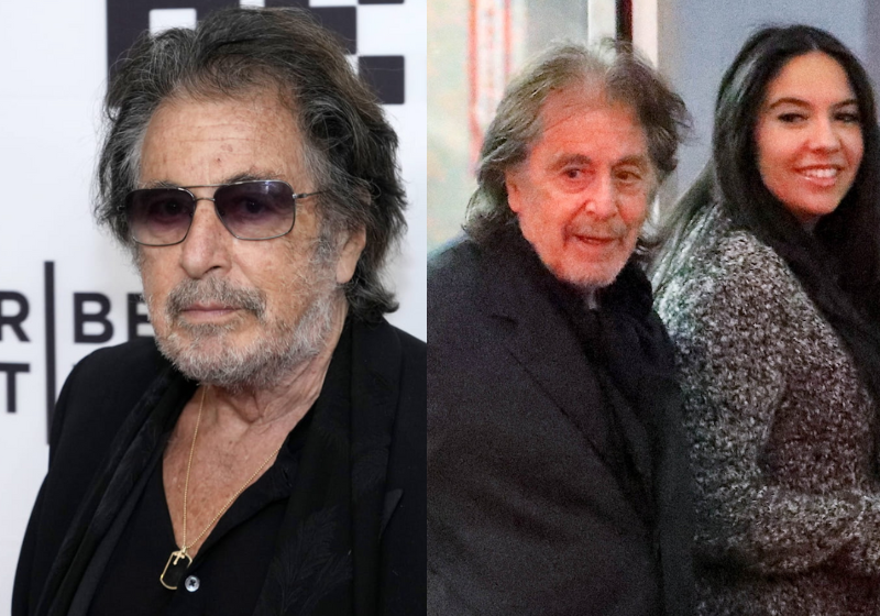 Al Pacino, aos 83 anos, será o papai mais velho de Hollywood. A namorada do ator Noor Alfallah, de 29 anos, está grávida de 8 meses. Foto: Reprodução/Linternaute e Foxnews.