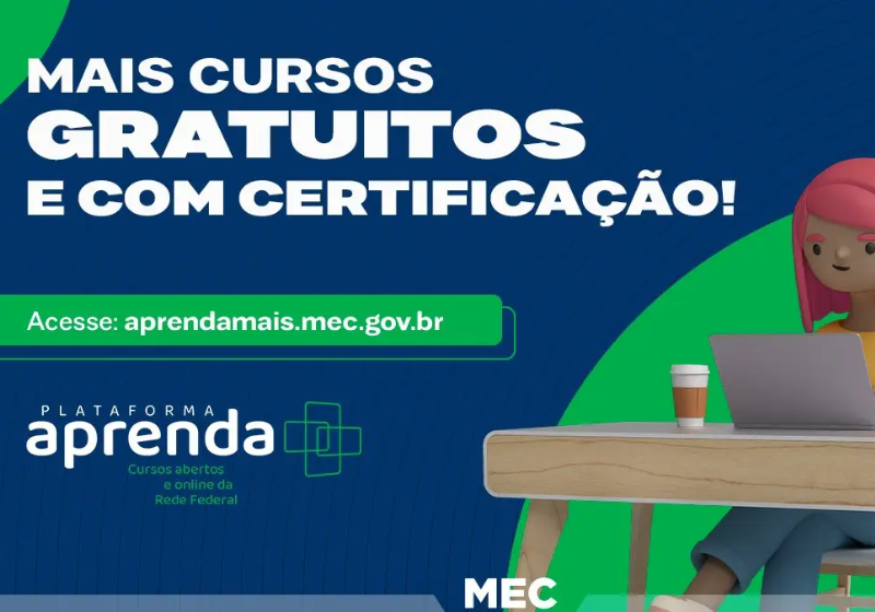 Pensando em ampliar o acesso à educação, o MEC abriu uma plataforma com 200 cursos gratuitos e totalmente online. Foto: Reprodução/Ministério da Educação,
