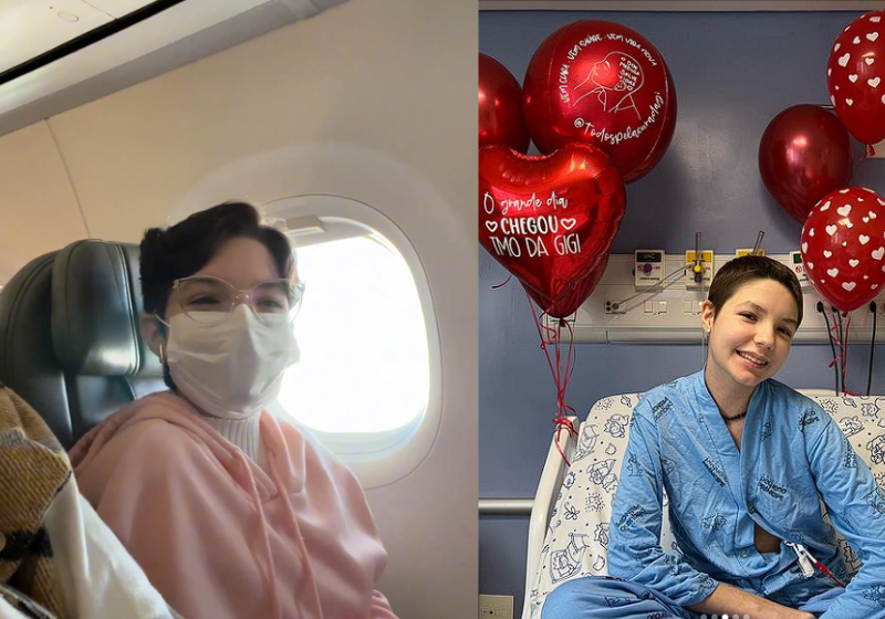 A força da garota Giovana em superar a leucemia foi incrível, e para comemorar, ela viajou de avião pela primeira vez e ganhou uma homenagem da tripulação. Foto: Reprodução/@todospelacuradagi/Instagram.