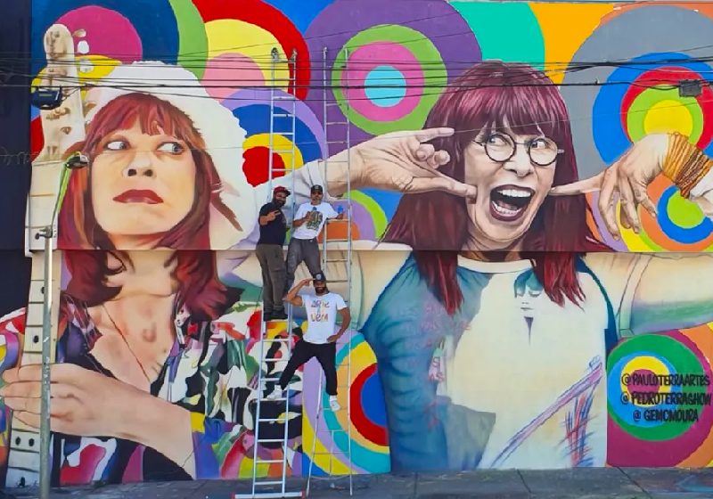 Três artistas plásticos fizeram um mural em homenagem a Rita Lee na Vila Mariana, bairro onde a artista nasceu e cresceu em São Paulo. - Foto: Paulo Terra/Arquivo pessoal