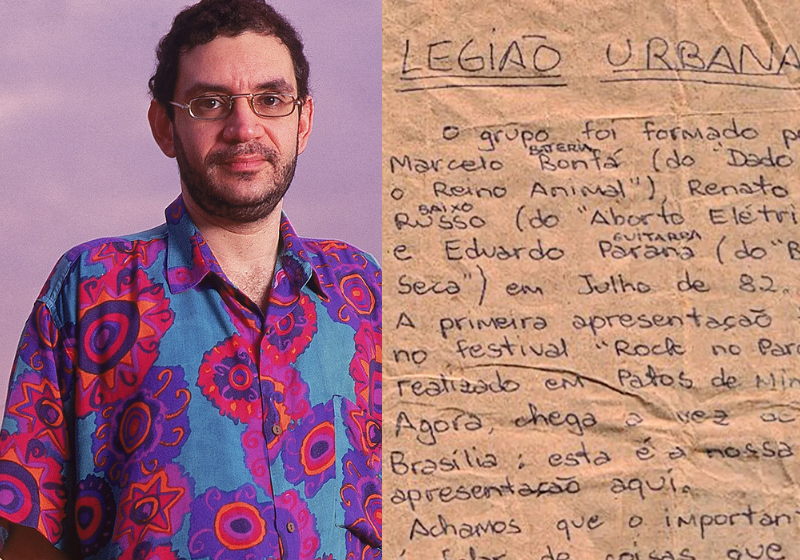 O manuscrito foi escrito por Renato Russo em 1982 e estava guardado até hoje pelo ex-baterista do Legião Urbana, Marcelo Bonfá. - Foto: reprodução Google/redes sociais