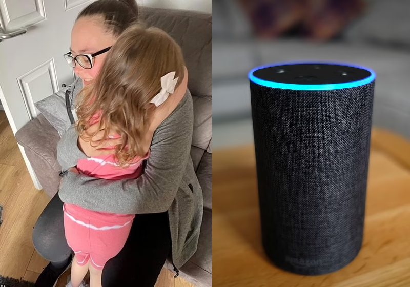 A menina Darcy, de 6 anos, salvou a vida da mãe, Emma Anderson, chamando a Alexa - Fotos: PA