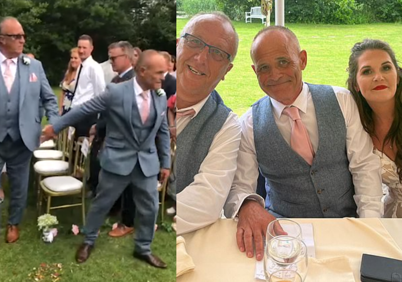 O desejo que pai e padrasto entrassem juntos, era algo antigo que a filha queria em seu casamento. Foto: Reprodução/Maccenzie Collins (SWNS).