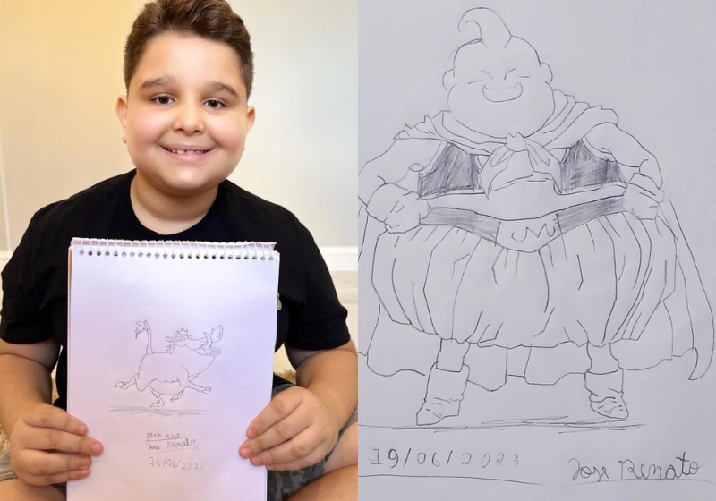 José, o menino autista do ES, tem recebido várias encomendas de desenhos e quase não está dando conta! - Fotos: Reprodução/ Instagram @joserenatocali