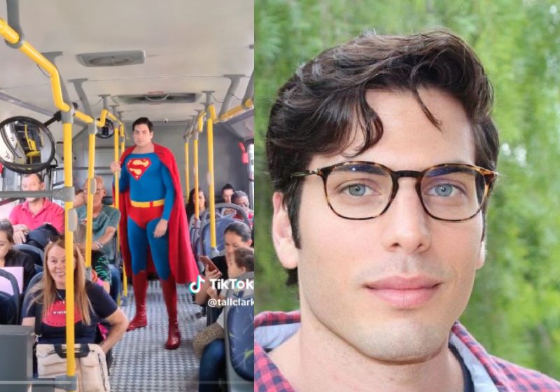 O cosplay brasileiro do Superman é um advogado de Brasília que tem 2, 03m de altura, chamado Leonardo Muylaert - Fotos: reprodução / TikTok @tallclarck