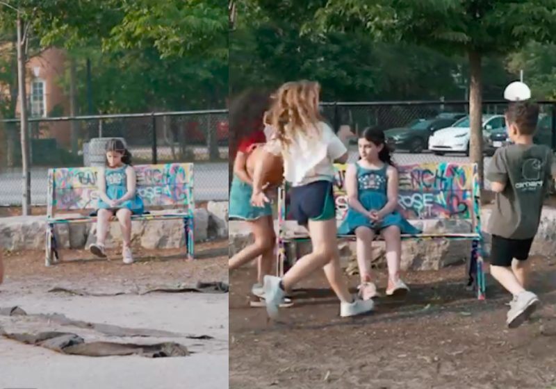 O brasileiro Diogo Snow criou bancos coloridos nas escolas para crianças que se sentem sozinhas serem aparadas pelos coleguinhas. E deu certo! - Fotos: reprodução./Instagram @diogosnow