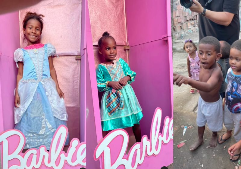 A Caixa da Barbie na Favela foi um sucesso. Levou pertencimento e espalhou amor no Complexo da Coruja, no Rio de Janeiro - Fotos: reprodução / Instagram @tio_douglas_ppcandprojeto_primeira_chance