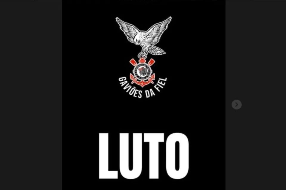 Post da Gaviões da Fiel em luto, nas redes sociais - Foto: reprodução / redes sociais