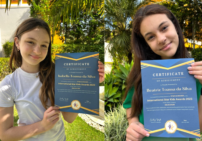 As irmãs cientistas, Beatriz e Isabella, venceram mais um prêmio, dessa vez internacional! Foto: Reprodução/Arquivo pessoal.