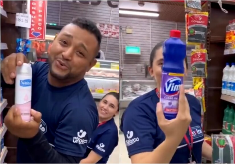 Os funcionários do supermercado viralizaram após fazerem trocadilhos com produtos - Foto: reprodução redes sociais