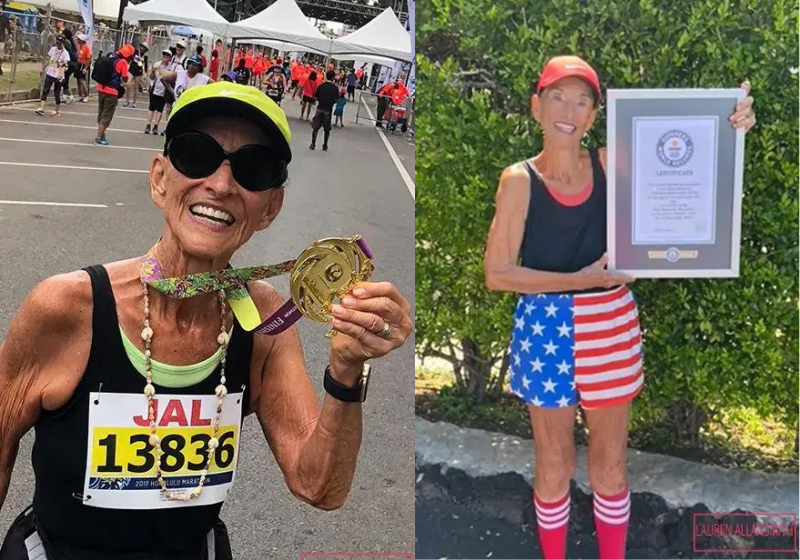 A vovó corredora é demais, e depois de completar sua maratona favorita, entrou para o Guinness. Foto: Reprodução/Guinness World Records.