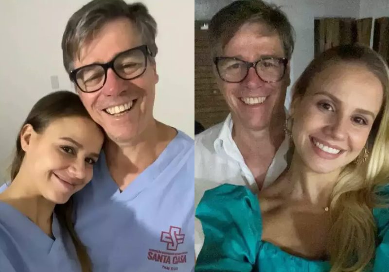 Deoclécio e Anna Laura, pai e filha antes e depois da doação de rim. Fotos: arquivo pessoal