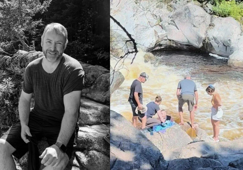 O policial estava de folga, mas não deixou de pular na água para salvar uma jovem que se afogava na cachoeira. Foto: Reprodução/Dave Brosha (Facebook).