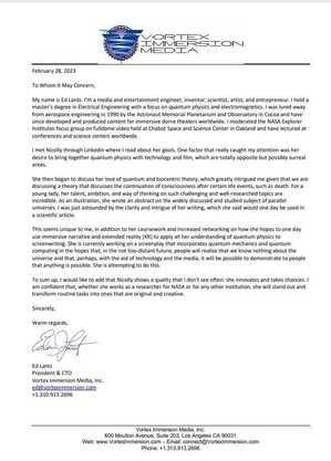 A carta de recomendação do engenheiro da NASA -  Foto: arquivo pessoal