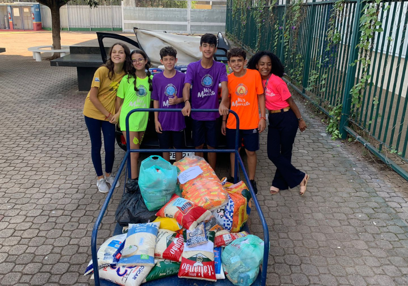 Os estudantes participaram da gincana e todos os alimentos foram doados para uma creche e um abrigo do Distrito Federal. - Foto: Reprodução/Colégio Marista.