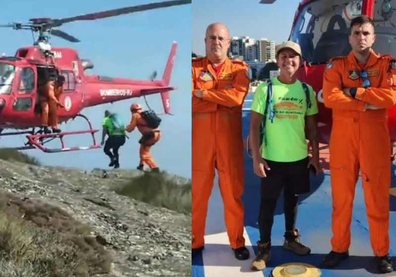 O homem foi resgatado de helicóptero no RJ e levado para realizar o transplante em MG - Foto: reprodução Corpo de Bombeiros do RJ