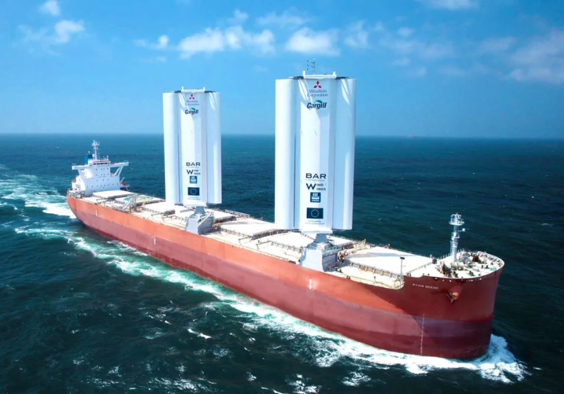 Um navio usou, pela primeira vez, velas tecnológicas para realizar um trajeto longo. - Foto: Cargill