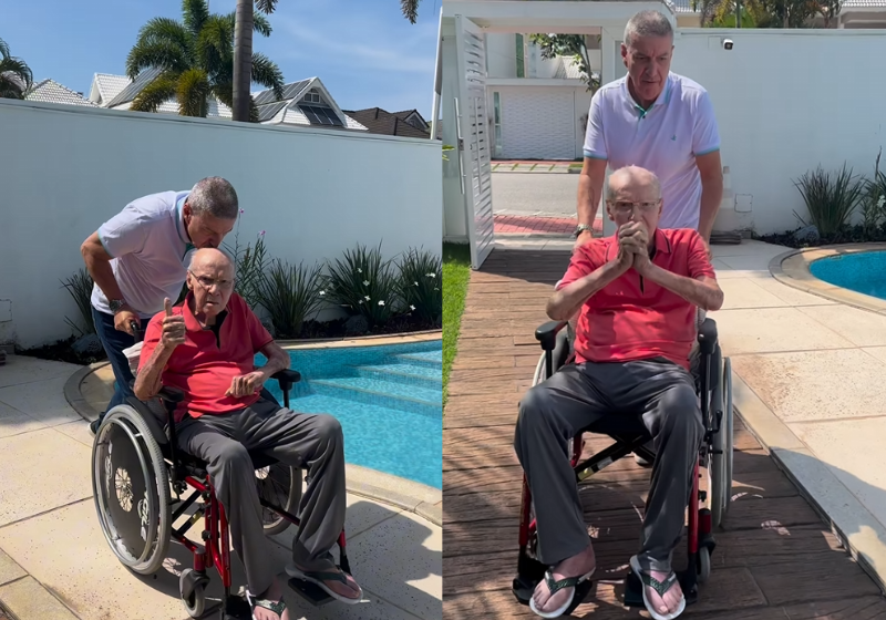 O campeão segue firme! Zagallo teve alta do hospital após 22 dias e gravou um vídeo agradecendo.- Foto: Reprodução/@zagallooficial.