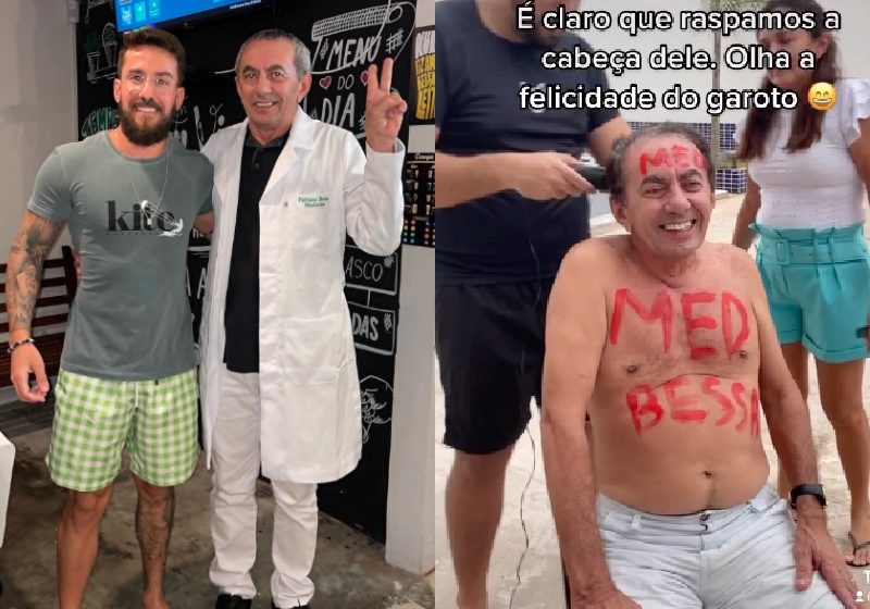 O idoso Fabiano Bessa, ao lado do filho. Ele é de São Luís, no Maranhão, e sempre quis entrar na faculdade de Medicina - .Fotos: reprodução / Instagram @fjbessa