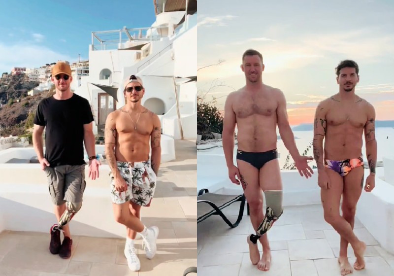 Os namorados Fernando Miro e AJ Montgomery durante a trend em vários países. - Fotos: reprodução / TikTok @fernand0miro