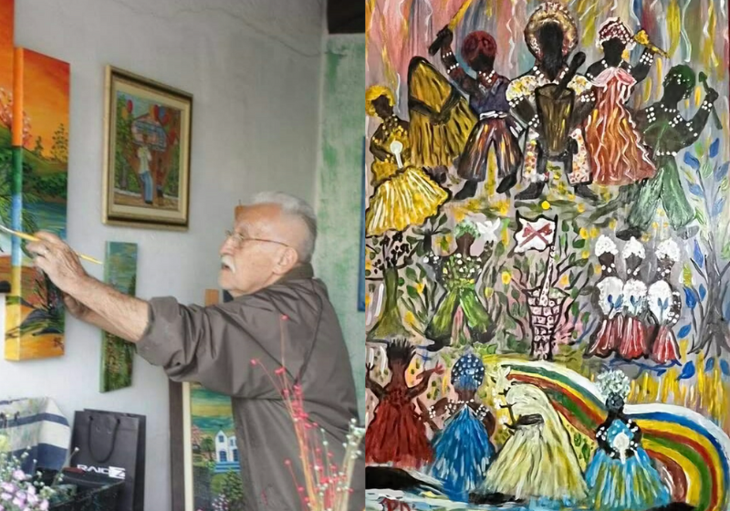 JB Rico, o brasileiro que se reinventou aos 82 anos, vai expor quadros na Praça Osvaldo Cruz, na entrada da Avenida Paulista em São Paulo, neste domingo. - Foto: - Fotos: Arquivo Pessoal / Instagram @jb.rico41