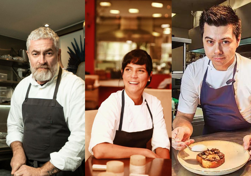 Os chefs brasileiros Alex Atala, Manu Buffara, Alberto Landgraf, Lisiane Arouca, Fabrício Lemos e Helena Rizzo estão na lista dos melhores do mundo. Foto: Marcus Steinmeyer/ Henrique Schmeil/Mario Rodrigues