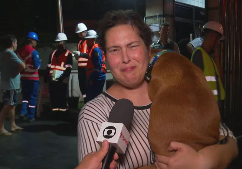 Ao latir, o cachorro avisou sobre o incêndio e os tutores, que dormiam, conseguiram sair do apartamento a tempo. - Foto: Reprodução/TV Globo.