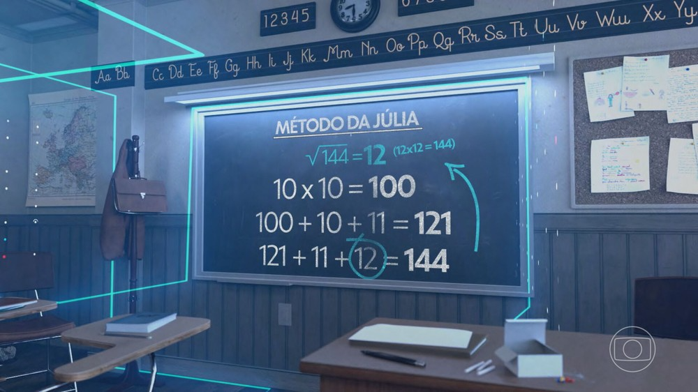 A partir de soma e multiplicação, rapidinho com a fórmula de Júlia você encontra a raiz quadrada! Foto: Reprodução/Jornal Nacional.