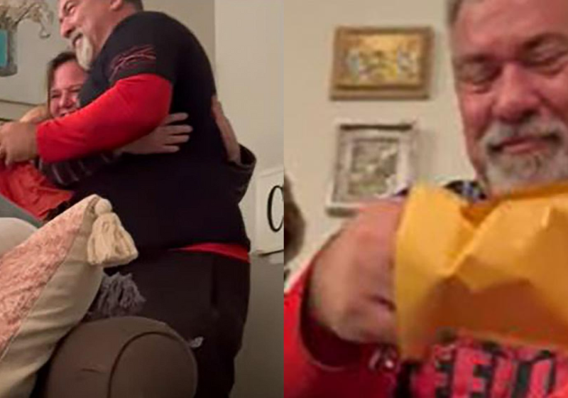 A filha comprou de presente para o pai um cartão que ele vendeu há 3 décadas para pagar dívidas. Foto: TikTok/lindseywagmom.