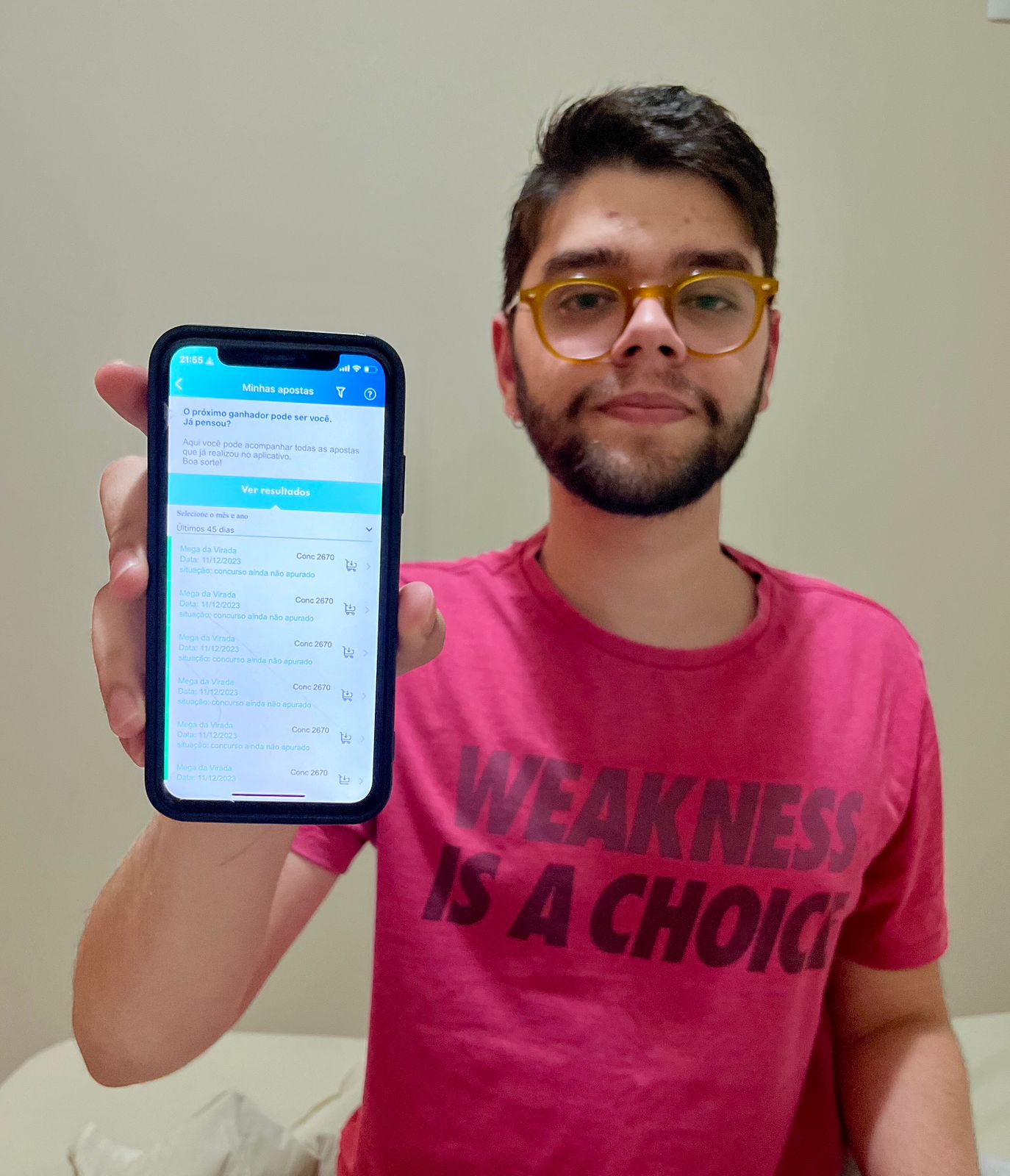 O jovem Matheus Fraga, de 22 anos, do ES, já fez a aposta na Mega da Virada deste ano - Foto: arquivo pessoal