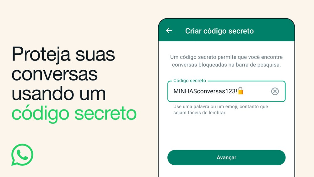 Agora, as mensagens ocultos só aparecem ao digitar o código secreto. Foto: Reprodução/WhatsApp.
