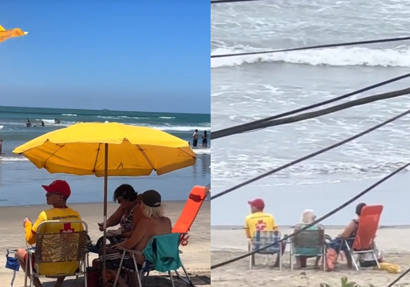 O amor do avós de Gustavo viralizou depois do vídeo que mostra os dois almoçando com o neto todo dia na praia para prestigiar o trabalho dele como salva-vidas em Itanhaém, SP. - Foto: @ginanacozinha/TikTok.