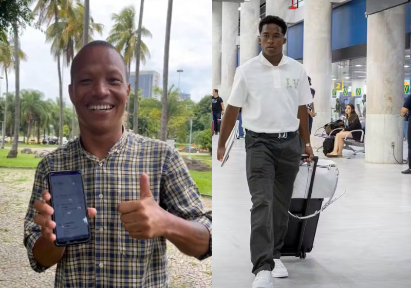 Michel fez questão de contar para a família o presentaço que ganhou do jogador. Foto: A Embaixada.