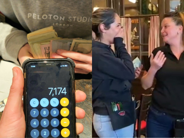 É uma tradição desse grupo de ciclistas presentear garçons e garçonetes com uma generosa gorjeta todo ano. - Foto: reprodução/Twitter @JV1734