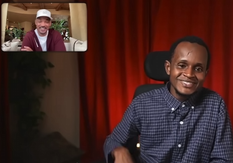 Will Smith fez uma ligação surpresa para o estudante que atravessou a África de bike para poder cursar universidade. - Foto: Youtube/Will Smith.
