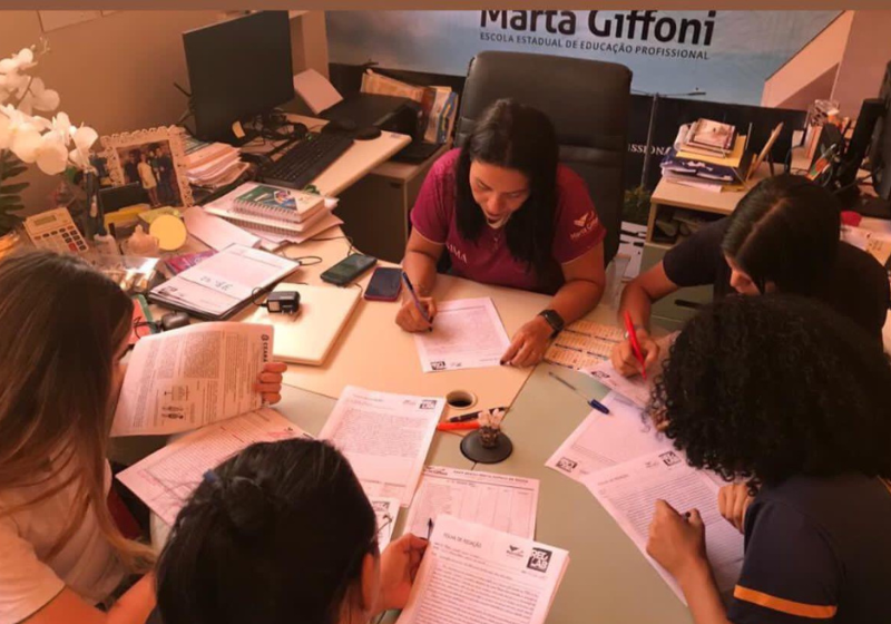 Dos 164 alunos do 3° ano que fizeram o Enem pela escola, 129 tiraram 900 ou mais na redação. Foto: EEEP Marta Maria Giffoni de Sousa.