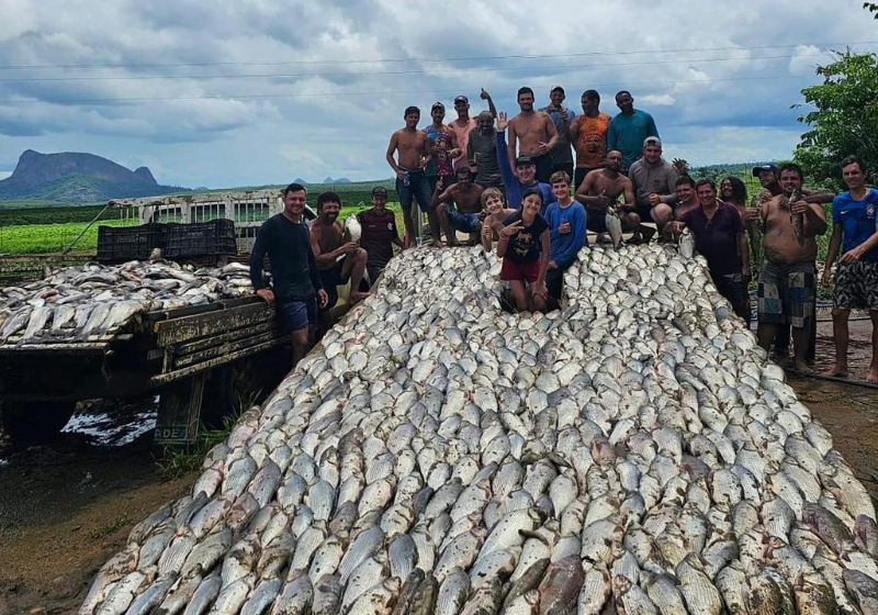 Um casal pesca 3 toneladas de peixes ao limpar uma represa e doa todo o alimento para uma comunidade da região. Incrível! Foto: Arquivo pessoal.