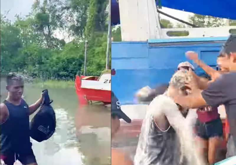 O pescador foi aprovado na Universidade Estadual do Pará e recebeu a notícia pela família logo que chegou do mar. O trote foi em casa! - Foto: Notícias Muiraquitã.