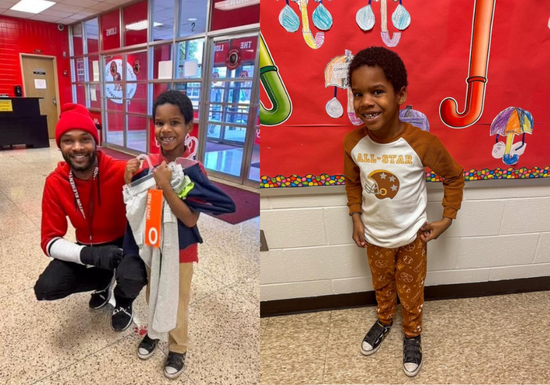 Depois de ter comprado o pijama, o motorista de ônibus levou a peça de surpresa na escola. Foto: Escolas Públicas do Condado de Jefferson.