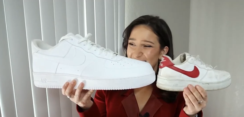 O tamanho do tênis usado por Shaquille (à esquerda) é o mesmo tamanho que Jor'el usa. Foto: KCTV.